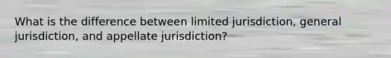 What is the difference between limited jurisdiction, general jurisdiction, and appellate jurisdiction?