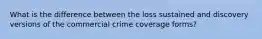 What is the difference between the loss sustained and discovery versions of the commercial crime coverage forms?