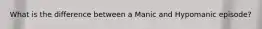 What is the difference between a Manic and Hypomanic episode?