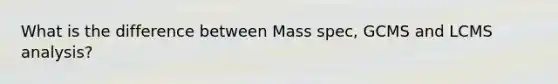 What is the difference between Mass spec, GCMS and LCMS analysis?