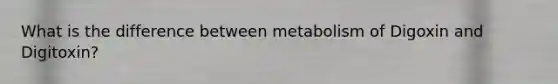 What is the difference between metabolism of Digoxin and Digitoxin?