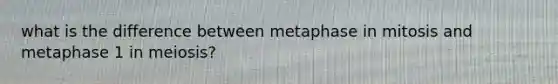 what is the difference between metaphase in mitosis and metaphase 1 in meiosis?