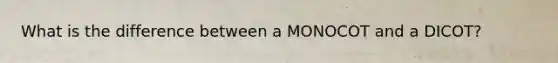 What is the difference between a MONOCOT and a DICOT?