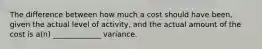 The difference between how much a cost should have been, given the actual level of activity, and the actual amount of the cost is a(n) _____________ variance.