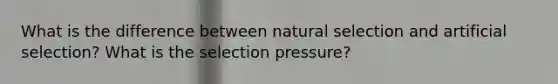 What is the difference between natural selection and artificial selection? What is the selection pressure?