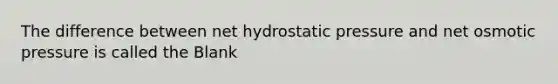 The difference between net hydrostatic pressure and net osmotic pressure is called the Blank