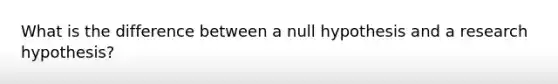 What is the difference between a null hypothesis and a research hypothesis?