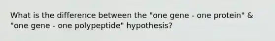 What is the difference between the "one gene - one protein" & "one gene - one polypeptide" hypothesis?