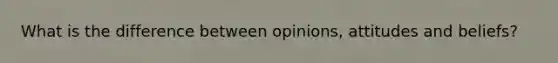 What is the difference between opinions, attitudes and beliefs?