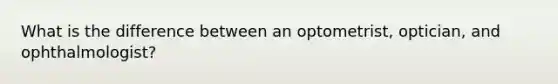 What is the difference between an optometrist, optician, and ophthalmologist?