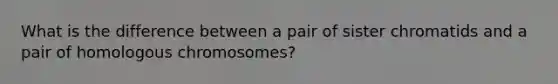 What is the difference between a pair of sister chromatids and a pair of homologous chromosomes?