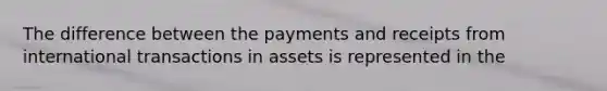 The difference between the payments and receipts from international transactions in assets is represented in the