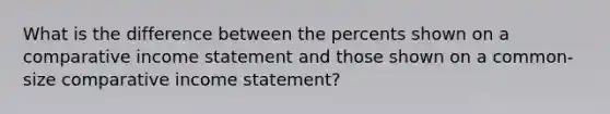 What is the difference between the percents shown on a comparative income statement and those shown on a common-size comparative income statement?