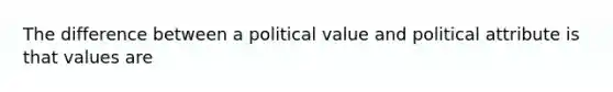 The difference between a political value and political attribute is that values are