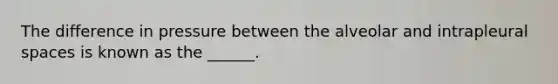 The difference in pressure between the alveolar and intrapleural spaces is known as the ______.