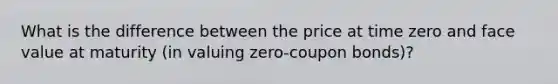 What is the difference between the price at time zero and face value at maturity (in valuing zero-coupon bonds)?