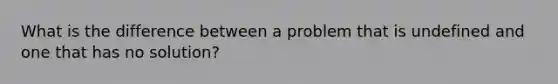 What is the difference between a problem that is undefined and one that has no solution?