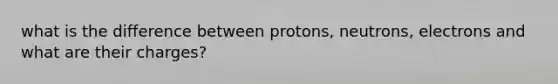 what is the difference between protons, neutrons, electrons and what are their charges?