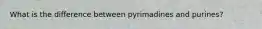What is the difference between pyrimadines and purines?