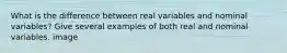 What is the difference between real variables and nominal variables? Give several examples of both real and nominal variables. image