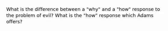 What is the difference between a "why" and a "how" response to the problem of evil? What is the "how" response which Adams offers?