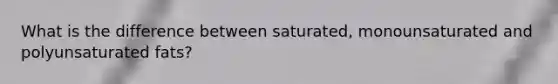 What is the difference between saturated, monounsaturated and polyunsaturated fats?