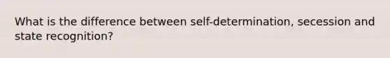 What is the difference between self-determination, secession and state recognition?