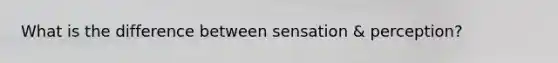 What is the difference between sensation & perception?