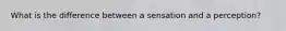 What is the difference between a sensation and a perception?