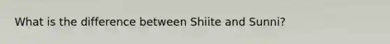 What is the difference between Shiite and Sunni?