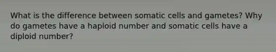 What is the difference between somatic cells and gametes? Why do gametes have a haploid number and somatic cells have a diploid number?