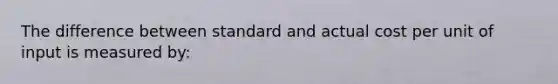 The difference between standard and actual cost per unit of input is measured by: