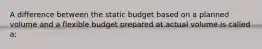 A difference between the static budget based on a planned volume and a flexible budget prepared at actual volume is called a: