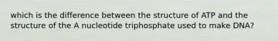 which is the difference between the structure of ATP and the structure of the A nucleotide triphosphate used to make DNA?