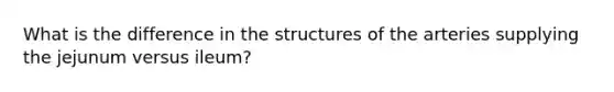 What is the difference in the structures of the arteries supplying the jejunum versus ileum?