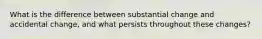 What is the difference between substantial change and accidental change, and what persists throughout these changes?