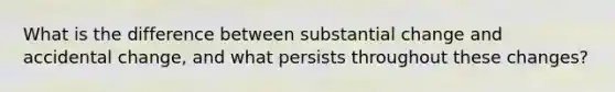 What is the difference between substantial change and accidental change, and what persists throughout these changes?