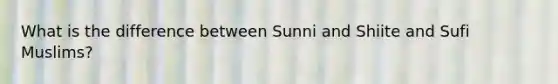 What is the difference between Sunni and Shiite and Sufi Muslims?