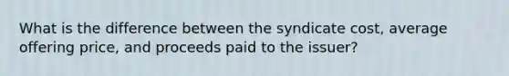 What is the difference between the syndicate cost, average offering price, and proceeds paid to the issuer?