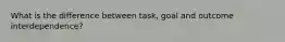 What is the difference between task, goal and outcome interdependence?