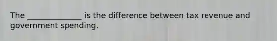 The ______________ is the difference between tax revenue and government spending.