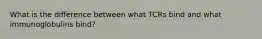 What is the difference between what TCRs bind and what immunoglobulins bind?