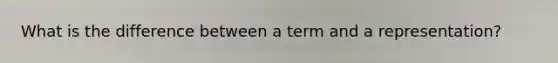 What is the difference between a term and a representation?