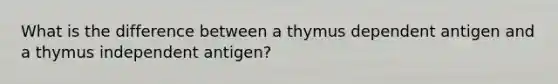 What is the difference between a thymus dependent antigen and a thymus independent antigen?