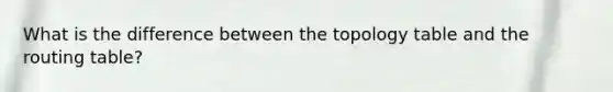 What is the difference between the topology table and the routing table?