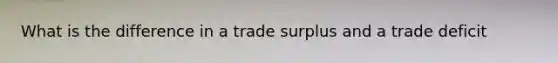 What is the difference in a trade surplus and a trade deficit