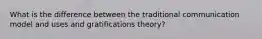 What is the difference between the traditional communication model and uses and gratifications theory?