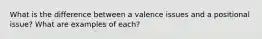 What is the difference between a valence issues and a positional issue? What are examples of each?