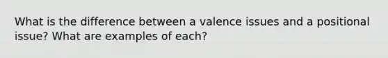 What is the difference between a valence issues and a positional issue? What are examples of each?