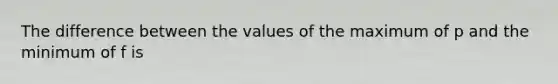 The difference between the values of the maximum of p and the minimum of f is